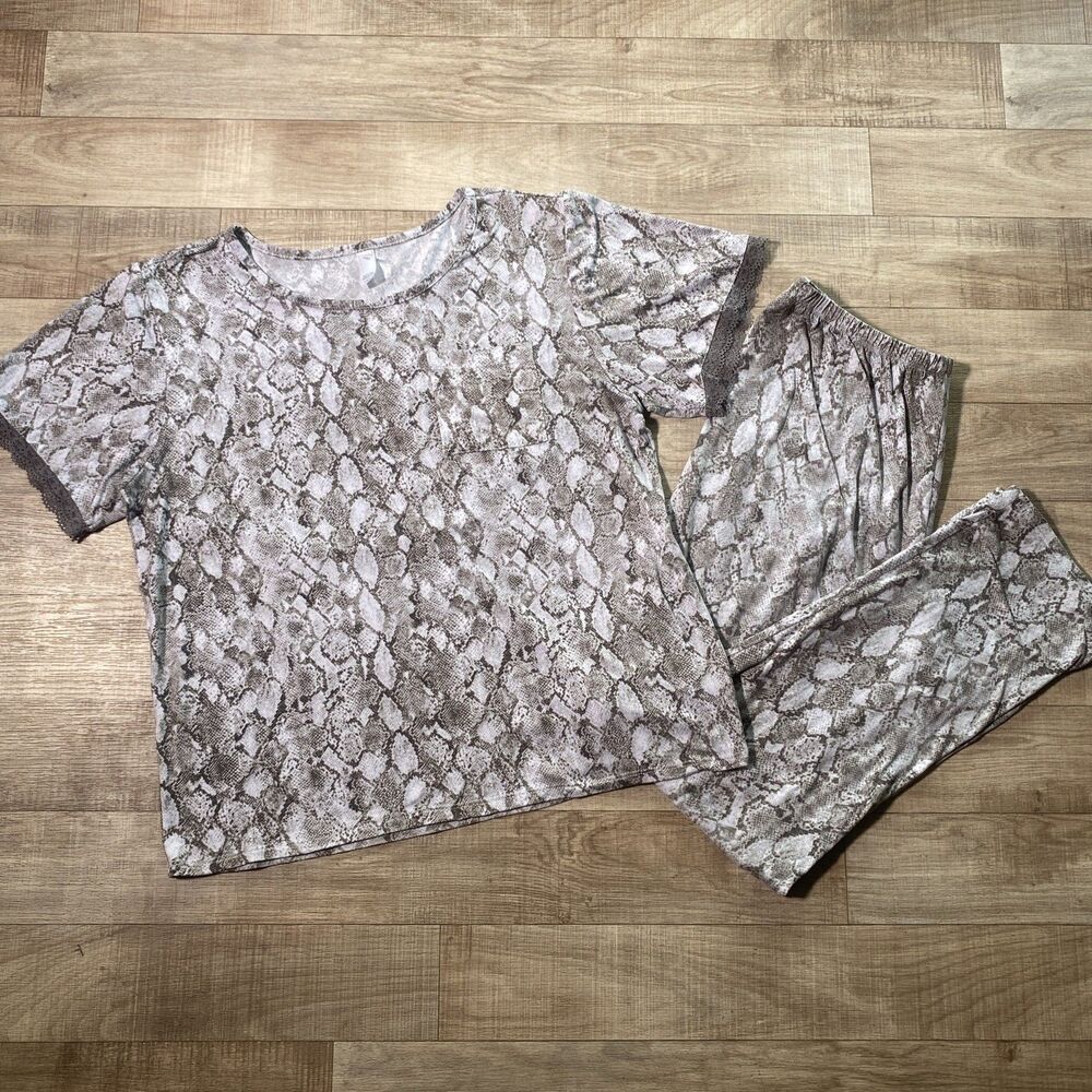 Flora Nikrooz 2 Piece Pajama Set Pant & Top Short Sleeve Women's Size L
